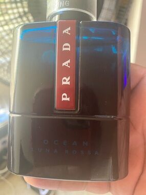 Prada Ocean Luna Rossa Bottle in Dark Blue with Red Logo
